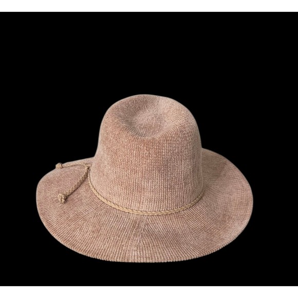 Tan Fedora Classic Corduroy Look Cowgirl Hat Soft Yarn One Size Braided Hatband - Picture 8 of 12